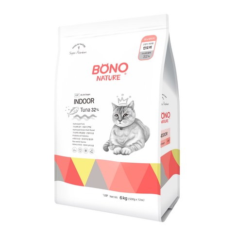 보노네이처 고양이 인도어 건식사료, 가수분해 참치, 6kg, 1개
