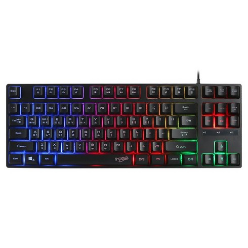 지클릭커 슈퍼히어로 저소음 RAINBOW LED 87 유선 텐키리스 게이밍 키보드, BLACK, G3 PLUS, 제조사축