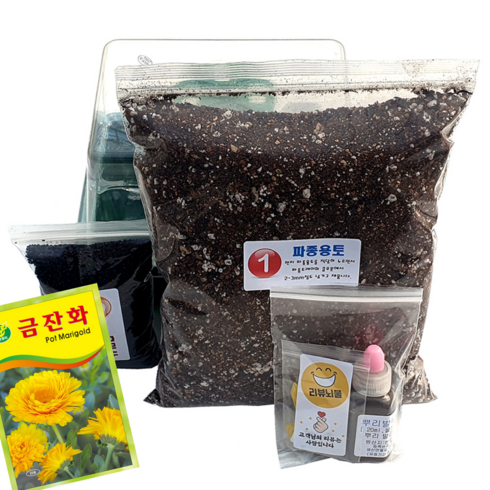 하늘e정원 누구나 쉽게 책상 위의 텃밭 과학 실험 금잔화 식물 기르기 키트 세트 20p