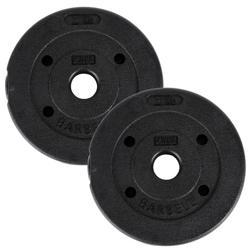 아리프 PVC 코팅 다이나믹 경량 바벨 원판 30mm용, 2kg, 2개, 블랙