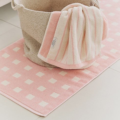 알레보 디엣지 오브타월 시즌3 스퀘어패턴 주방매트, Fluffy Pink, 1개