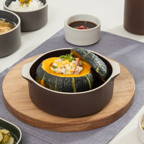 윤도자기 메종오브제 차곡 원형 그라탕기, 딥브라운, 2개