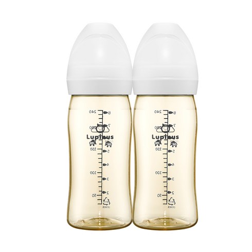 루피너스 국내 제조 22s PPSU 노꼭지 젖병 240ml 트윈팩, 미포함, 크림화이트, 2개