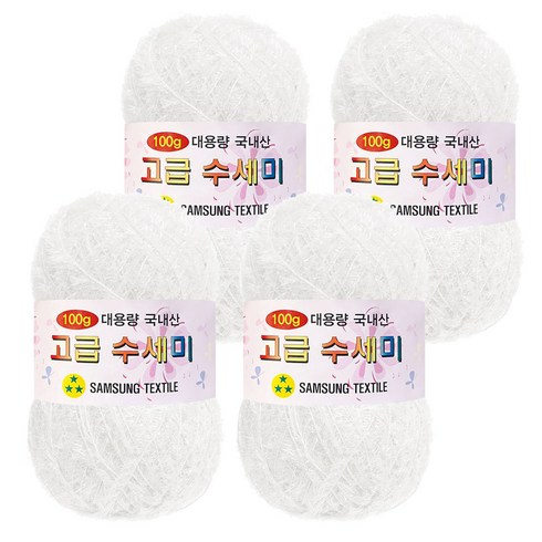 yarna 100g 대용량 고급수세미 뜨개실 4p + A인쇄도안 8종 세트, 101 흰색, 1세트