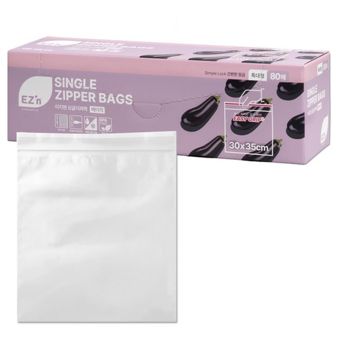 EZn이지엔 베이직 싱글지퍼백, 특대(XL), 80개입, 1개