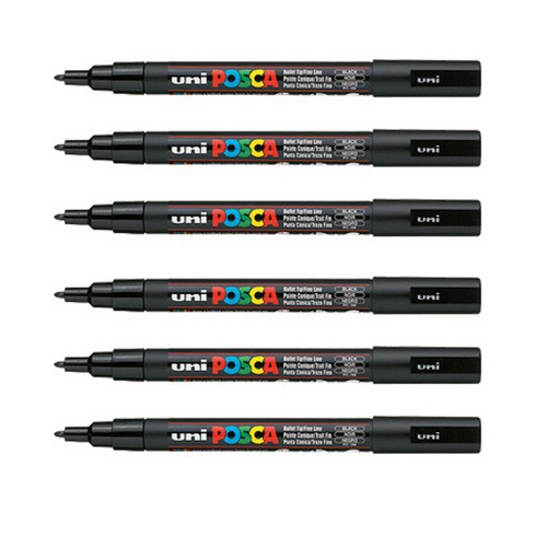 포스카 컬러마커 PC-3M BLACK, 6개, 1색