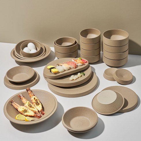 라씨에뜨 딜로 6인 홈세트 9p, 어텀브라운, 공기 6p + 대접 6p + 찬기소 4p + 찬기대 2p + 원형접시소 2p + 원형접시대 2p + 직사각접시 + 다용도볼 2p + 소스볼 2p, 1세트