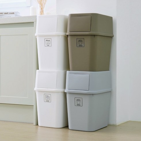 가쯔 브라우니 다용도 분리수거함 50L x 2p, 화이트