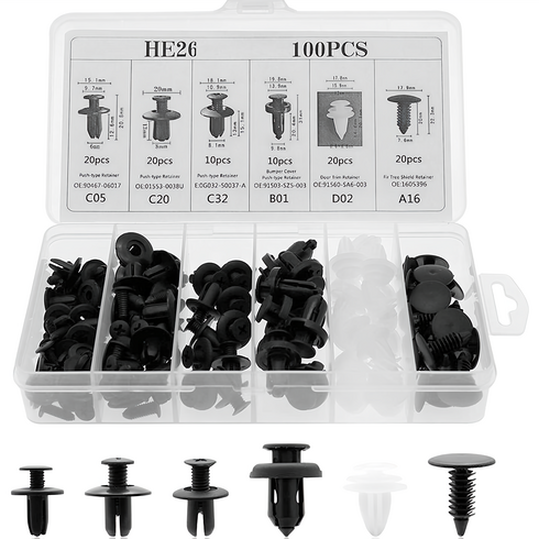 100pcs 자동차 패스너세트 차량용 패스너 클립, 1개