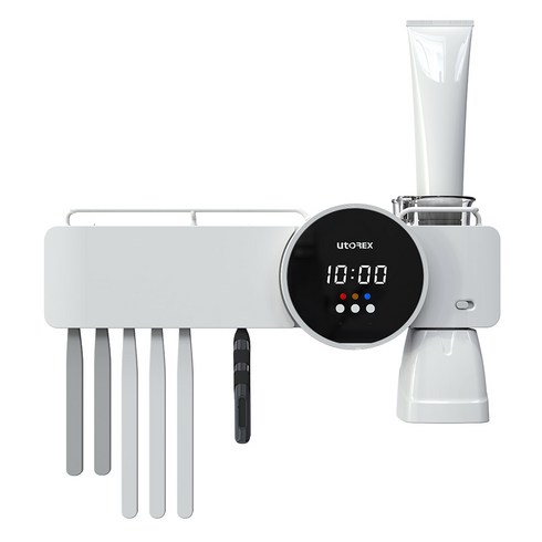 유토렉스 디아나 스마트 무선 칫솔 살균기 디지털시계 벽걸이 UV-C 히팅 건조기 소독 양치컵 URT-127CHW, 디아나 칫솔살균기 단품, 화이트