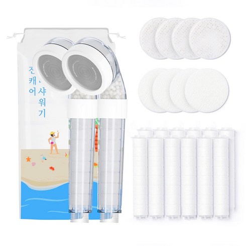 진캐어 퓨어 필터샤워기 본품2p + 헤드세트4p + 바디필터12p, 1세트, 화이트