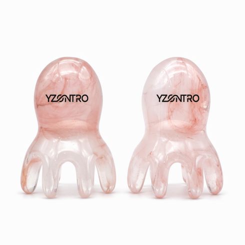 Yzontro 미니 문어 괄사 두피맛사지기, 호박색, 1세트