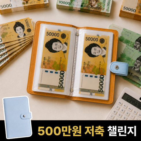 라보슈 차곡차곡 현금바인더 500만원 챌린지 지폐 저축 다이어리, 1개, 퓨어스카이