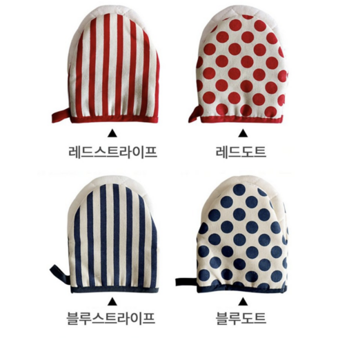 샤론 감성패턴 주방단열오븐장갑 2p, 1세트, 레드도트