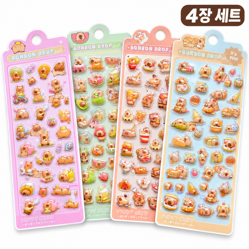 휠렉스 푸드 3D 스티커 (4개), 1세트, 혼합