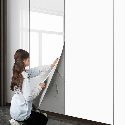 원트두 데코타일 붙이는 타일 시트지 고광택 방수 폼블럭 대리석 벽지 60x300cm 2P, 화이트