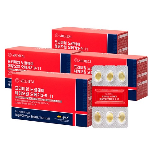 아르디엠 프리미엄 노르웨이 헤링오일 오메가 3-9-11 18g, 4박스, 30캡슐