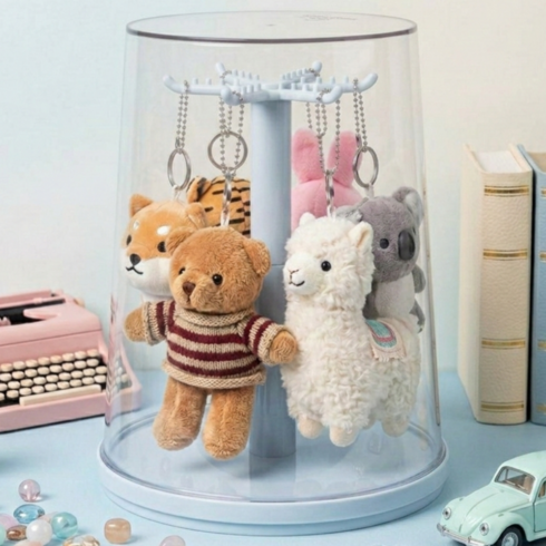 6슬롯 아크릴 키링 거치 보관함 스카이블루, 1개
