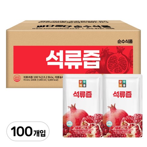 순수식품 석류즙, 70ml, 100개