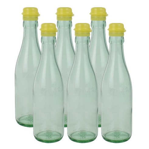 가인글로벌 청색 기름병300 유리병 참기름병 용기, 노랑, 6개, 300ml