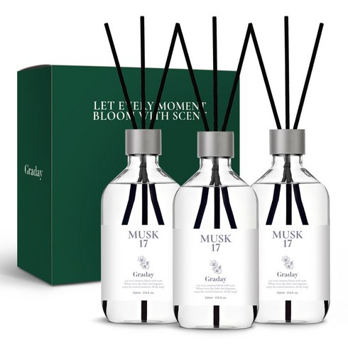 그라데이 디퓨저 선물세트, 3개, 520ml, 머스크 17