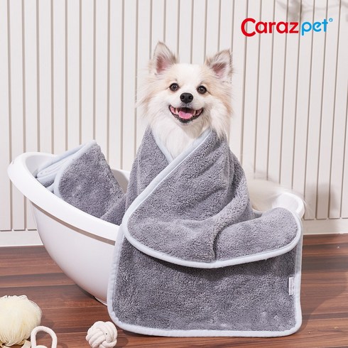 카라즈펫 펫타올 강아지 고양이 반려동물 애견 목욕 수건 극세사 타월 소형 중형 대형견 펫바스 발수건 포함, 3개, 그레이