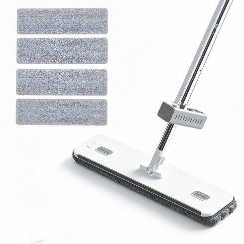 iclean 노터치 물걸레 밀대 40cm 와이드 밀대걸레 길이조절 패드 4개 포함, 1세트
