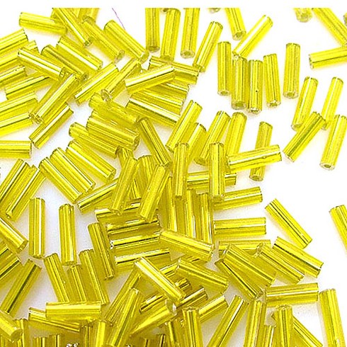 All 시드비즈 1.5 x 6mm 글래스 막대비즈 한팩 100g 컬러선택, 노랑, 1세트
