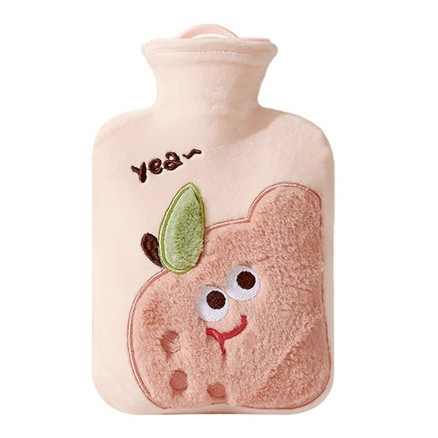 토리모 보온 물주머니 찜질팩 + 극세사커버 실리콘 온수팩 보냉, 복숭아1L(M)