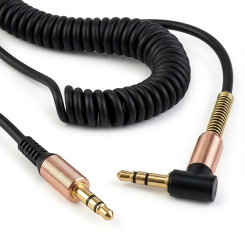 3.5mm AUX 3극 스테레오 스프링 오디오 케이블, 1개
