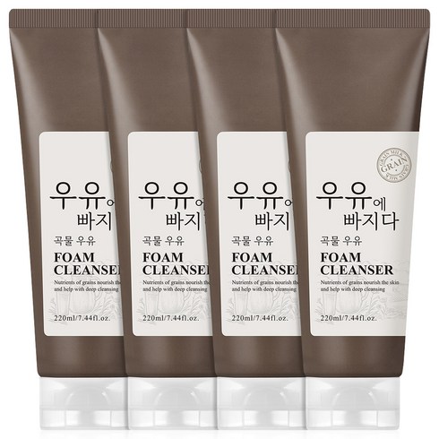 우유에빠지다 곡물 밀크 대용량 폼클렌징, 4개, 220ml