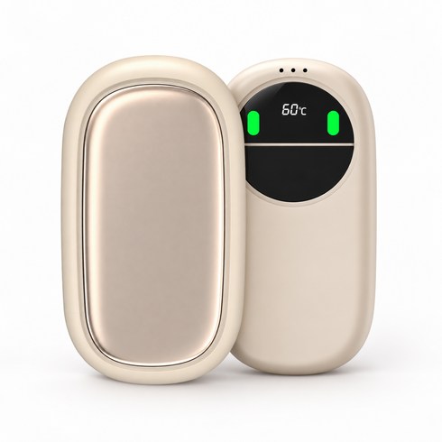 인플리바타 휴대용 충전식 마그네틱 듀얼 손난로 5000mAh, 베이지, Q18