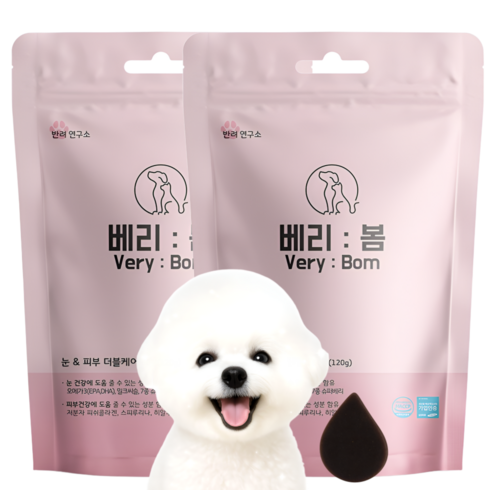 베리봄 강아지 눈 영양제 피부 눈물자국 오메가3, 60정, 종합영양제, 2개