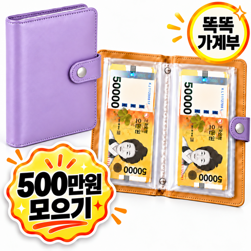 레나온 500만원 챌린지 현금바인더 지폐보관 다이어리, 1개, 라벤더퍼플