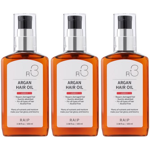 라입 R3 아르간 헤어오일 러블리, 100ml, 3개