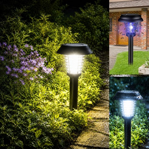 태양광 led 아외등 태양광 정원등 무선 모기퇴치기 야외조명 잔디등 LED-Pro 말뚝형 태양열 모기퇴치등, 블랙