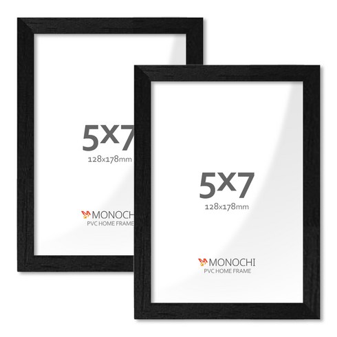 모노치 PVC 프레임 홈 인테리어 액자 5x7, 2개, 올블랙