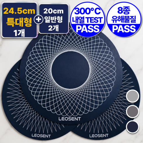 레오센트 프리미엄 300도 내열 인덕션 보호 매트, 3개, 헤리티지 네이비