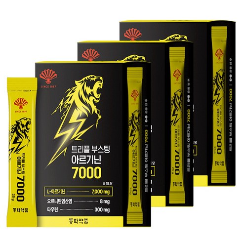 동화약품 트리플 부스팅 아르기닌 7000 오르니틴 타우린, 3개, 375g