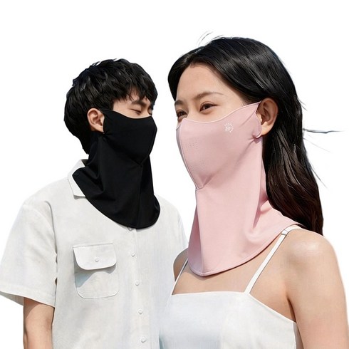 리노아 자외선차단 쿨 마스크 스포츠 골프 자전거 얼굴목커버 냉감 통기성 마스크, 2개, 블랙+핑크