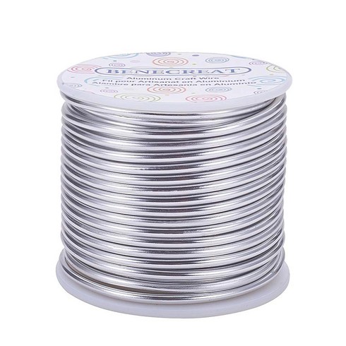 17m 원형 알루미늄 와이어 쥬얼리 제작 DIY 수공예품 3mm, 은색, 1세트