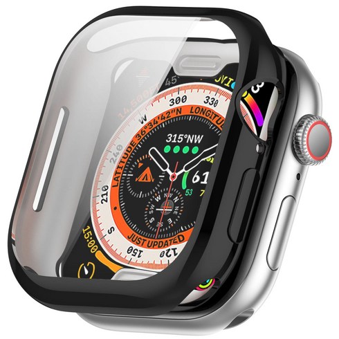 애플워치12 케이스 실리콘 풀커버 보호 커버 42mm 46mm 호환, 1개, 블랙