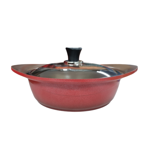 DAMDA 로블 IH 인덕션 세라믹 전골 냄비 파티웍, 1개, 레드, 24cm