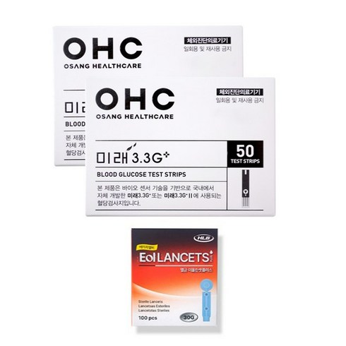 미래3.3G 플러스 혈당 시험지 당뇨 검사지 100매+채혈침100매, 1개