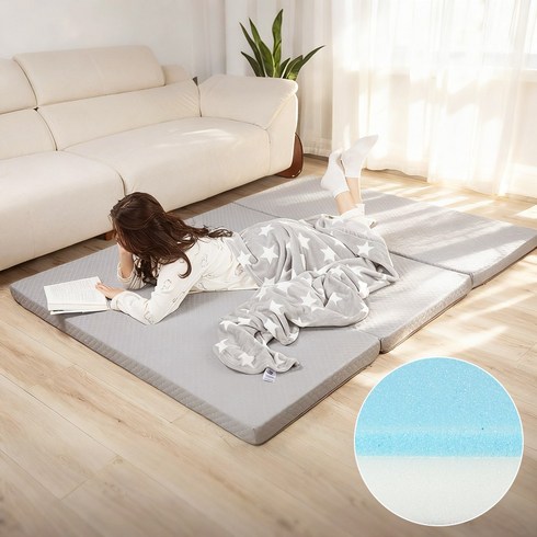 라이프소 두툼한 3단 접이식 매트리스 7cm 메모리품 고밀도품 수면 매트리스