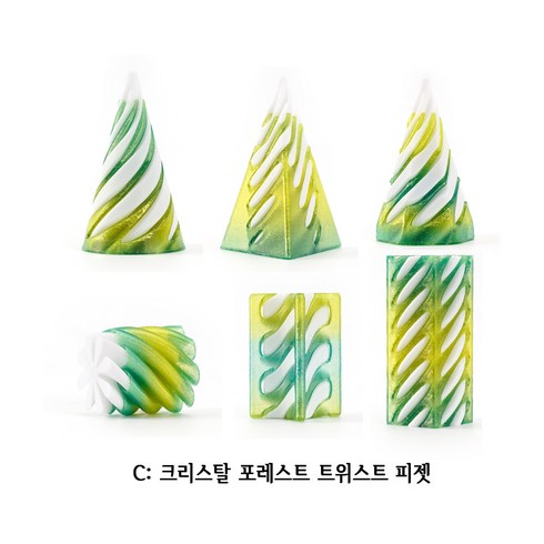 JAZOVO 3D프린팅 다양한 모양 크리스탈 트위스트 피젯 무지개 색 스트레스해소 손장난감, C크리스탈 포레스트 트위스트 피젯