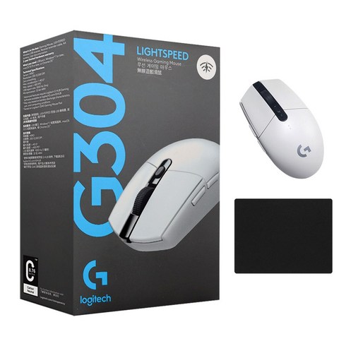 로지텍 G304 LIGHTSPEED 게이밍 무선 마우스 병행 정품박스 + 스토리링크 마우스패드, + 스링 마우스패드, 로지텍 G304_화이트