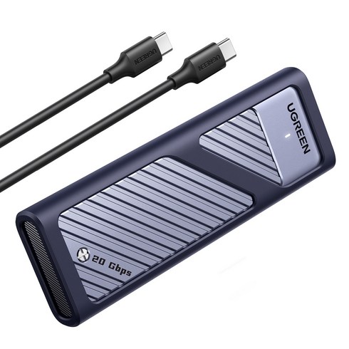 UGREEN 유그린 20Gbps 히트 싱크 M.2 NVMe SATA SSD 외장하드 케이스 USB 3.2 Gen2x2 인클로저|알루미늄 방열 |8TB 지원|C타입 케이블 동봉, 1개, CM559