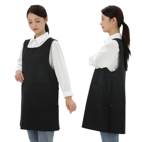 동갑패밀리 포그니 원피스 앞치마 특대, 1개, 블랙