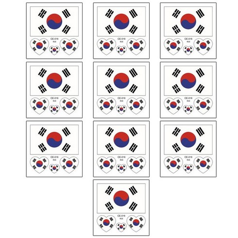 (10장세트)CE10 대한민국 코리아 태극기 타투스티커 축구 한국 응원, CE한국10매, 1개